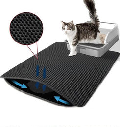 TUWENA Katzentoilette Matte mit Doppelschicht und Waben-Design aus Kunststoff, wasserdicht und rutschfest – Bild 1 von 5
