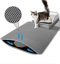 TUWENA Katzentoilette Matte mit Waben-Design aus Kunststoff wasserdicht und rutschfest – Bild 1 von 5