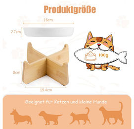 TUWENA Slow Feeder Antischlingnapf aus Keramik mit Holzsockel für Katzen und Hunde Weiß – Bild 1 von 4
