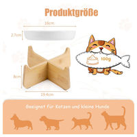 Produktbild von TUWENA Slow Feeder Antischlingnapf aus Keramik mit Holzsockel für Katzen und Hunde Weiß