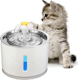 TUWENA Trinkbrunnen aus Edelstahl mit Aktivkohlefilter und Wasserstandsfenster 2,4L Weiß – Bild 1 von 5