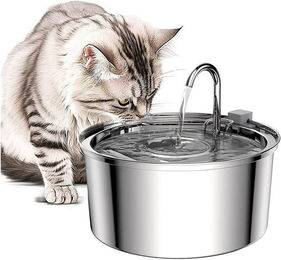 TUWENA Trinkbrunnen für Katzen aus Edelstahl in Silber – Bild 1 von 5