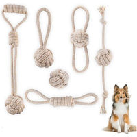 Produktbild von TUWENA Zerrspielzeug Set für Hunde aus Baumwolle und Hanf 6-teilig beige