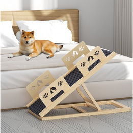 TWSOUL Hunderampe aus Holz 100 cm höhenverstellbar für kleine und große Hunde – Bild 1 von 4