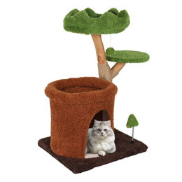TWSOUL Kratzbaum aus Massivholz mit Höhle, Aussichtsturm und Sisalkratzpfosten 80cm für Katzen bis 12 kg – Bild 1 von 1