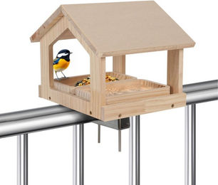 TWSOUL Vogelhaus aus Naturholz mit Metallgestell für Garten und Balkon in Braun – Bild 1 von 5