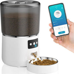 TWUFY Automatischer Katzen-Futterspender 4L mit Edelstahl Futternapf und App-Steuerung für Katzen und kleine Hunde in Weiß – Bild 1 von 2