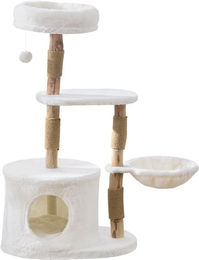 Produktbild von U-Yocanpet Turm, Stationär, Holz, Turm, Katzen, Hängematte, Kratzbaum, Natur, Katze, Mehrere Natürliche Räume Beseitigt Mangel An Reiner Höhe 105cm weiß
