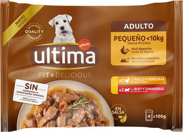 Produktbild von Ultima Fit & Delicious Mini Hund Adult 44 x 100 g - Huhn & Rind