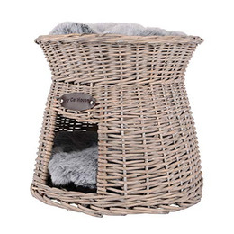 Produktbild von UNUS ANIMALS Katzenkorb aus Rattan mit Kissen Grau