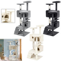 Produktbild von UISEBRT Katzenbaum Dunkelgrau 130 cm mit Höhle, Sisal-Pfosten und Katzenregal