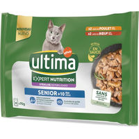 Produktbild von Ultima Cat Expert Nutrition Senior Katzenfutter Huhn & Rind Stückchen in Sauce 44 x 70 g - 4 x 70 g