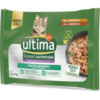 Produktbild von Ultima Cat Expert Nutrition Urinary Huhn & Rind Katzen Nassfutter für Adult mit Stückchen in Sauce zur Harnwegspflege und Gewichtskontrolle 4 x 70 g - 44 x 70 g