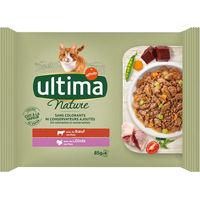 Produktbild von Ultima Cat Nature Katzenfutter Adult Rind und Truthahn Stückchen in Sauce 12 x 85 g - 4 x 85 g