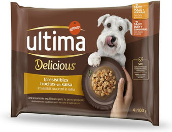 Produktbild von Ultima Delicious Adult Mini Streifen in Soße Huhn & Rind für kleine Katzen 44 x 100 g
