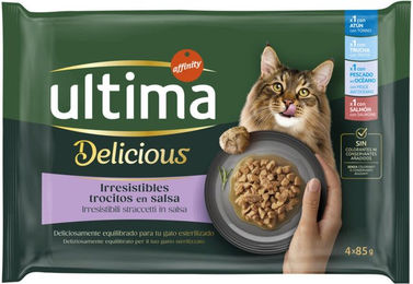 Produktbild von Ultima Delicious Adult Sterilized Katzenfutter Fischsorte Stückchen in Sauce 48 x 85 g