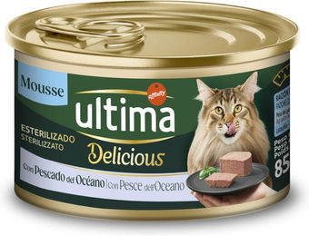 Produktbild von Ultima Delicious Mousse Meeresfisch Adult Katzenfutter ohne Konservierungsstoffe 24 x 85 g