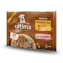 Ultima Fit & Delicious Mini Nassfutter für kleine Hunde Adult Lachs und Truthahn Stückchen in Sauce 44 x 100 g - 44 x 100 g – Bild 1 von 2