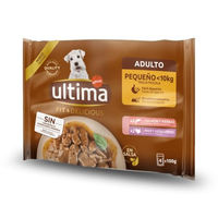Produktbild von Ultima Fit & Delicious Mini Nassfutter für kleine Hunde Adult Lachs und Truthahn Stückchen in Sauce 44 x 100 g - 44 x 100 g
