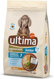 Produktbild von Ultima Junior Trockenfutter Huhn für mittelgroße und große Hunde ohne Zucker und Konservierungsstoffe 2 x 12 kg - 2 x 12 kg