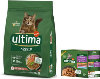 Produktbild von Ultima Katzenfutter Adult Lachs Sterilisiert 7,5 kg mit Nassfutter Mix - 7,5 kg