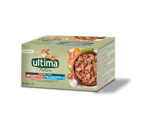 Produktbild von Ultima Nature Katzenfutter Nassfutter Adult Lachs und Fisch Stückchen in Sauce ohne Konservierungsstoffe 4 x 85g - 4 x 85 g