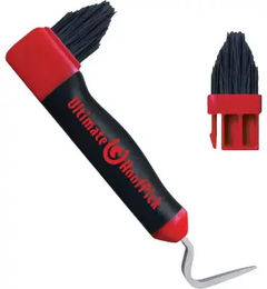 Produktbild von Ultimate HoofPick Hufpflege Bürste für Pferde aus Nylon in Schwarz und Rot