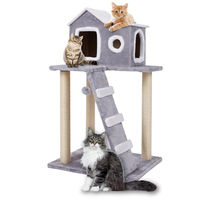 Produktbild von Ultiness Kratzbaum FILOU Katzen Kratzmöbel mit Kuschelhöhle und Spielball 60 x 50 x 100 cm in Grau und Weiß