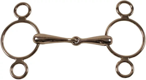 Produktbild von Umbria Equitazione Gebiss mit 3 hohlen Ringen aus Edelstahl für Pferde in Silber