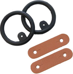 Produktbild von Umbria Equitazione Gummiringe und Lederlaschen in Schwarz und Braun
