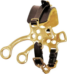 Produktbild von Umbria Equitazione Hackamore für Pferde in Braun mit Gold und Metall