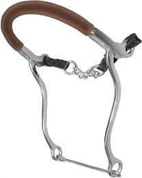 Produktbild von Umbria Equitazione Hackamore für Pferde mit gummibeschichtetem Kettenzug und Nasenriemen in Braun