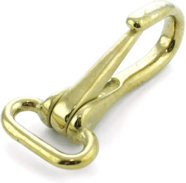 Produktbild von Umbria Equitazione Karabiner für Pferde mit Feder und runder Öse aus Metall in Gold/Gelb
