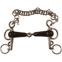 Produktbild von Umbria Equitazione Pelham für Pferde mit Gummiüberzug und kurzen Backen in Schwarz und Gold