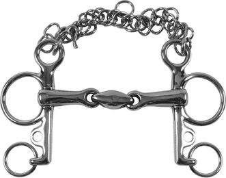 Produktbild von Umbria Equitazione Pelham Gebiss aus Edelstahl mit kurzem Side-Swing und doppelter Gelenkbewegung für Pferde in Silber