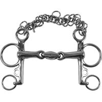 Produktbild von Umbria Equitazione Pelham Gebiss aus Edelstahl mit kurzem Side-Swing und doppelter Gelenkbewegung für Pferde in Silber