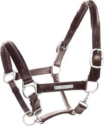 Produktbild von Umbria Equitazione Pferdehalfter aus doppelt genähtem Leder mit Messingbeschlägen in Braun