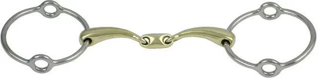 Produktbild von Umbria Equitazione Pro Bits Doppelt gebrochenes Gebiss für Pferde aus Metall in Gold oder Grau