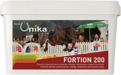 Produktbild von Unika Fortion 200 Pferdepflege Pulver zur Unterstützung des Muskelaufbaus mit Vitaminen 30 Buste