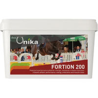 Produktbild von Unika Fortion 200 Pferdepflege Pulver zur Unterstützung des Muskelaufbaus mit Vitaminen 30 Buste