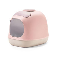 Produktbild von United Pets Minu Katzentoilette mit Abdeckung aus Kunststoff Hellgrau/Rosa