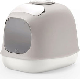 United Pets MINÙ Katzentoilette mit Abdeckung und Schaufel in Weiß/Grau 40 x 40 x 50 cm – Bild 1 von 8