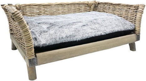 UNUS ANIMALS Hundebett aus Weide mit waschbarem Kissen in Grau – Bild 1 von 2