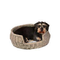 Produktbild von UNUS ANIMALS Hundekorb aus Weide mit Kissen Grau Größe L für Hunde und Katzen