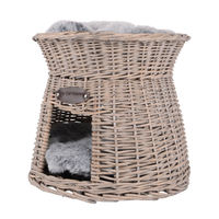 Produktbild von UNUS ANIMALS Katzenkorb aus Rattan in Grau mit weichem Kissen