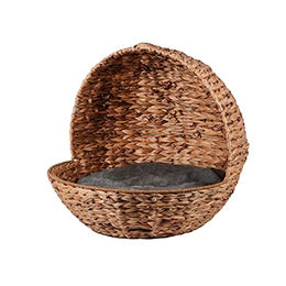 UNUS Hundekorb rund aus Naturmaterial mit grauem Kissen Größe S/M – Bild 1 von 4