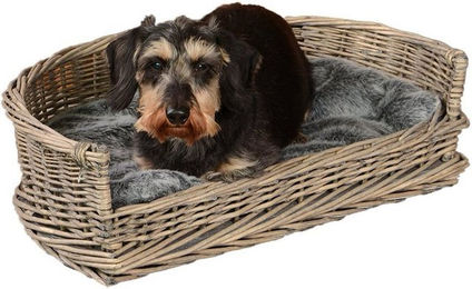 UNUS Living Hundekorb aus Weide mit Kissen Grau Größe S – Bild 1 von 10