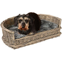 Produktbild von UNUS Living Hundekorb aus Weide mit Kissen Grau Größe S