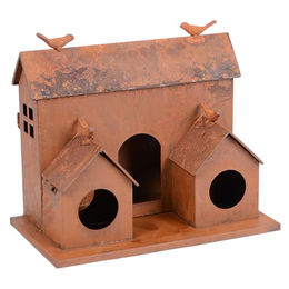 UNUS Vogelhaus aus Metall in Rostoptik Braun zum Aufhängen für Garten und Terrasse – Bild 1 von 6