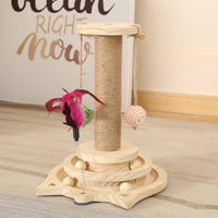 Produktbild von Unyqoos Holz-Katzen-Spielstation mit interaktivem Drehball und Sisal-Kratzsäule für kleine bis mittelgroße Katzen 34 x 26 x 34 cm